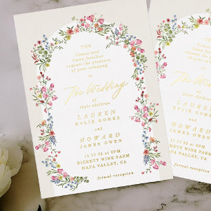 romantic dainty floral arch spring garden wedding foil invitation