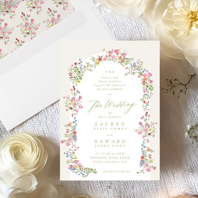 romantic dainty floral arch spring garden wedding invitation (Creator Uploaded)