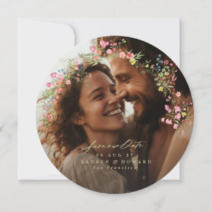 romantic dainty floral arch spring wedding photo save the date
