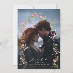 romantic dainty floral arch spring wedding photo save the date