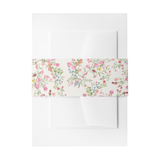 romantic dainty floral arch summer wedding invitation belly band