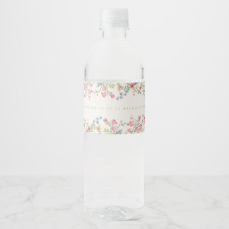 romantic dainty floral boho spring wedding water bottle label