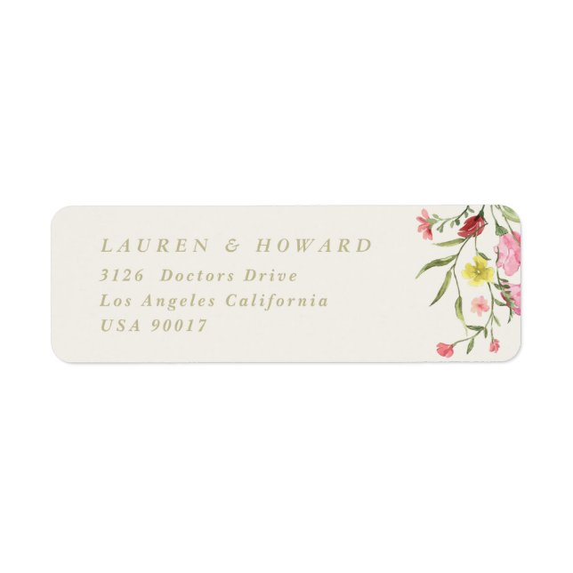 romantic dainty floral spring Return Address Label (Front)