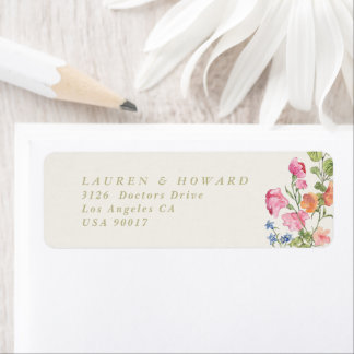 romantic dainty floral Wedding Return Address Label