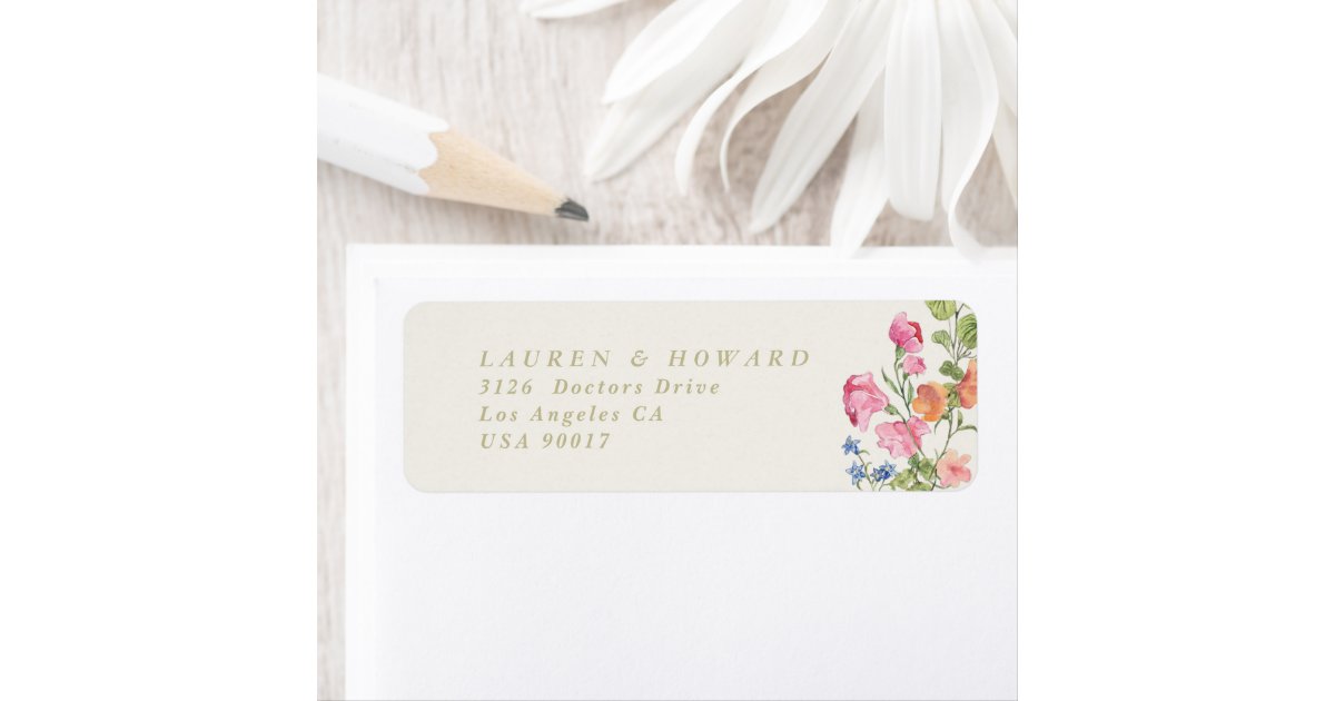 romantic dainty floral Wedding Return Address Label | Zazzle