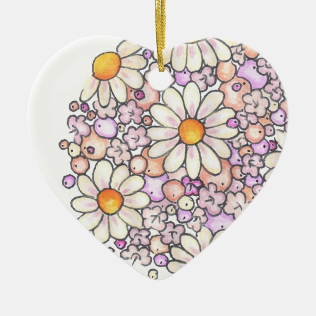 Romantic Daisies Ceramic Ornament (Front)