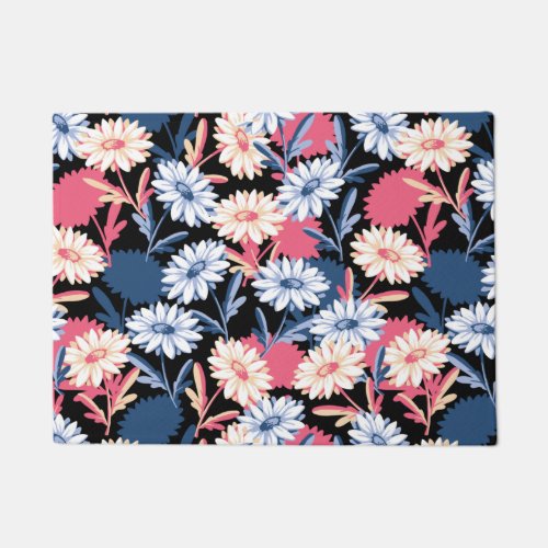 Romantic Daisy Flower in the Night Doormat