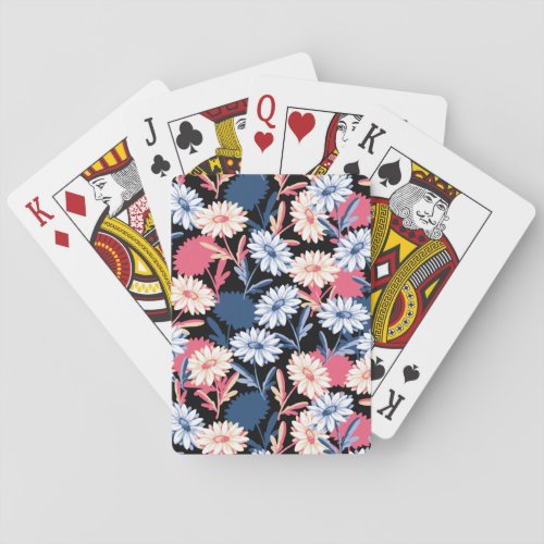 Romantic Daisy Flower in the Night Poker Cards