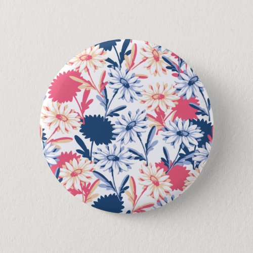 Romantic Daisy Flower Pattern Button