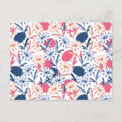 Romantic Daisy Flower Pattern Postcard