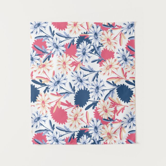 Romantic Daisy Flower Pattern Tapestry (Front)