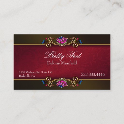 Customizable Romantic Damask and Gold Business Card