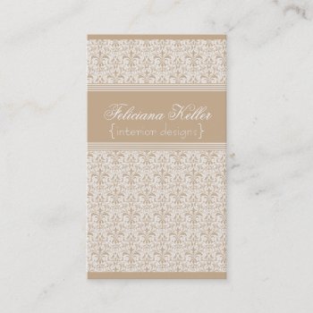 Romantic Damask Business Card  Latte Business Card by Superstarbing at Zazzle