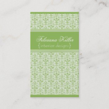 Romantic Damask Business Card  Light Green Business Card by Superstarbing at Zazzle
