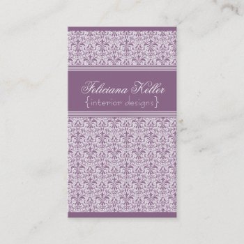 Romantic Damask Business Card  Lilac Business Card by Superstarbing at Zazzle