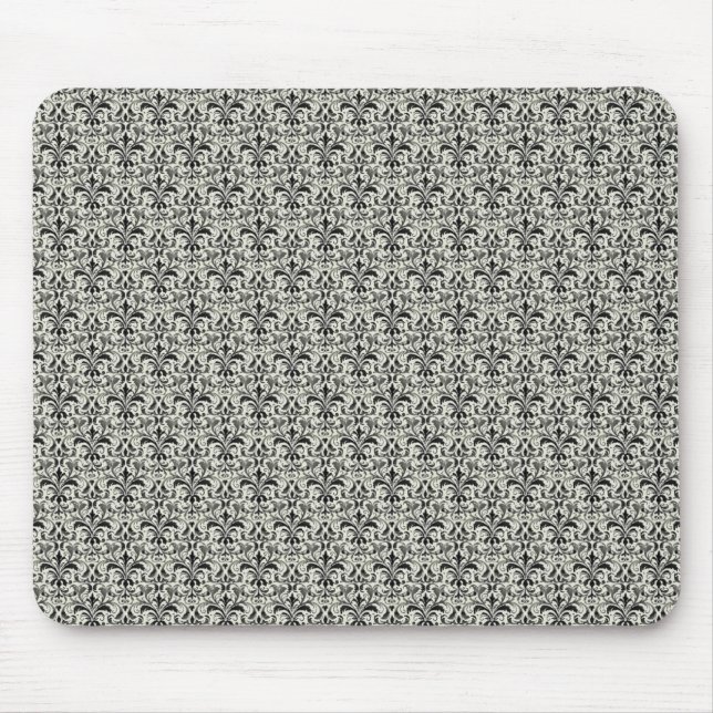 Romantic Damask Mousepad, Gray Mouse Pad (Front)