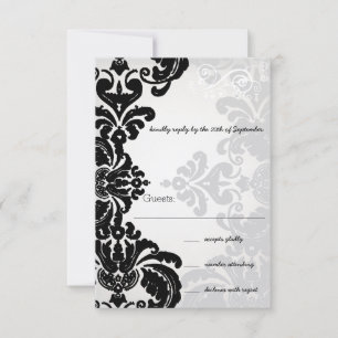 Romantic Damask Shadows Damask Wedding RSVP Card