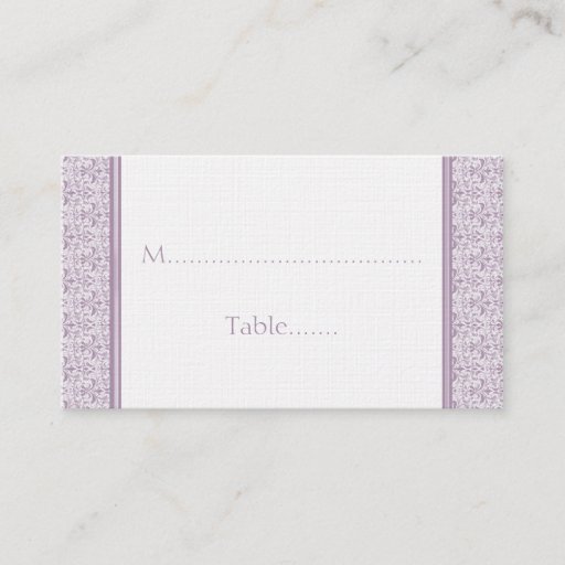 Customizable Romantic Damask Wedding Placecard, Lavender Business Card Templates
