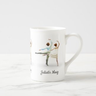 Ballet art: Romantic Dancers with Your Own Name or Text Tea Cup