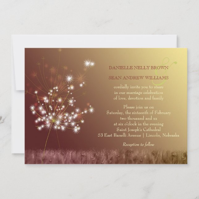 Romantic Dandelion Garden Wedding Invitation (Front)