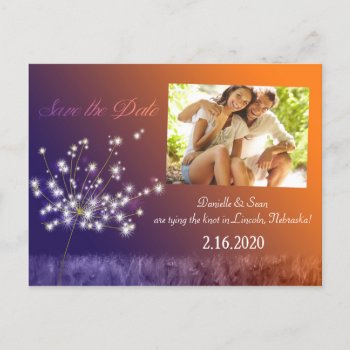 Romantic Dandelion Photo Wedding Save The Date Announcement Postcard by BridalHeaven at Zazzle