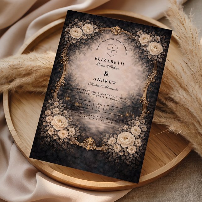 Romantic Dark Baroque Wedding Invitation (Creator Uploaded)