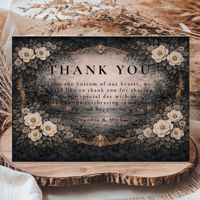 Romantic Dark Baroque Wedding Thank You Card (Creator Uploaded)