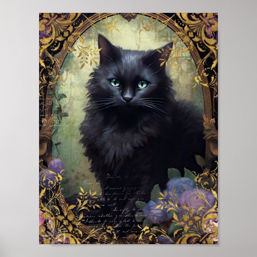 Romantic Dark Cats Poster