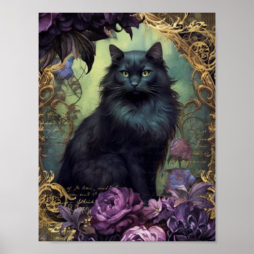Romantic Dark Cats Poster