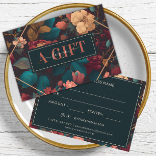 Romantic Dark Floral Business Gift Certificate