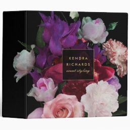 Romantic Dark Florals 3 Ring Binder