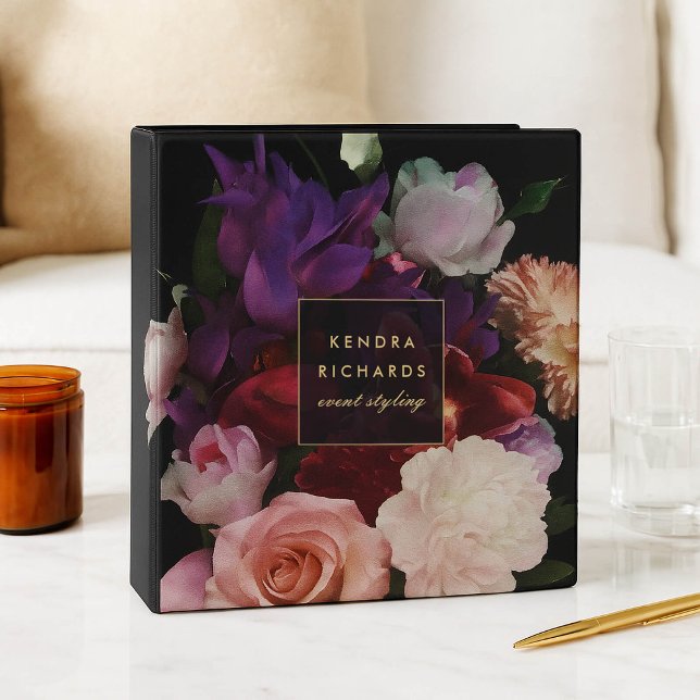 Romantic Dark Florals 3 Ring Binder (Creator Uploaded)