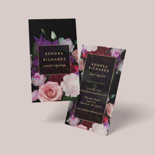 Romantic Dark Florals Business Card