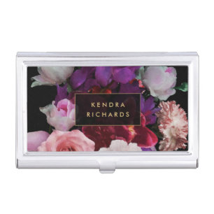 Romantic Dark Florals Business Card Case