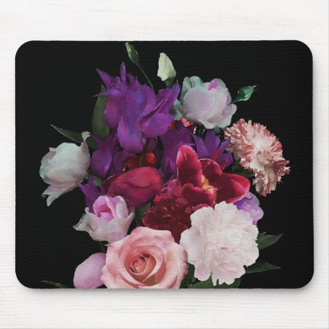 Romantic Dark Florals Mouse Pad (Front)