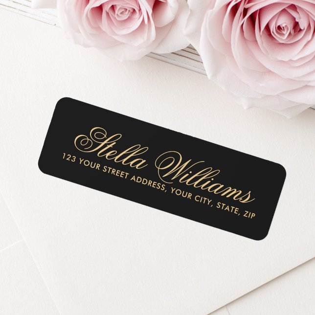 Romantic dark gray calligraphy script address label (Romantic dark gray calligraphy script address label)