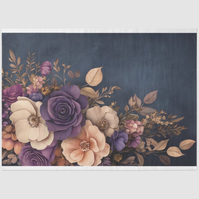 Romantic Dark Moody Floral Bouquet Tissue Paper (Front)