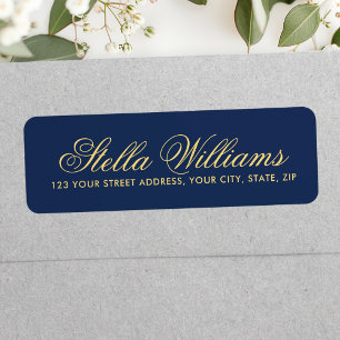 Romantic dark navy blue calligraphy script address label