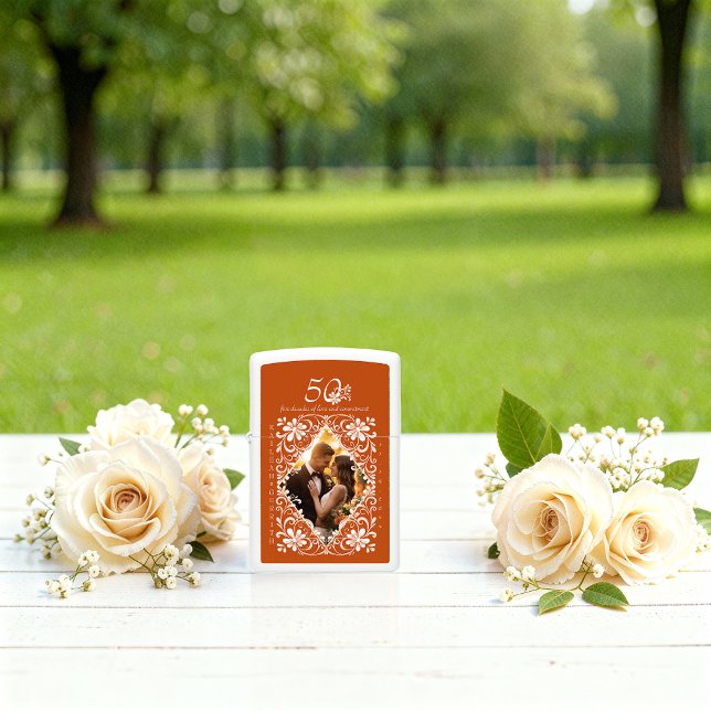 Romantic Dark Orange Photo 50th Anniversary Zippo Lighter (Creator Uploaded)