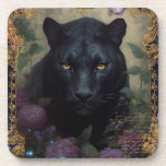 Romantic Dark Panthers Beverage Coaster