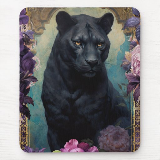 Romantic Dark Panthers Mouse Pad