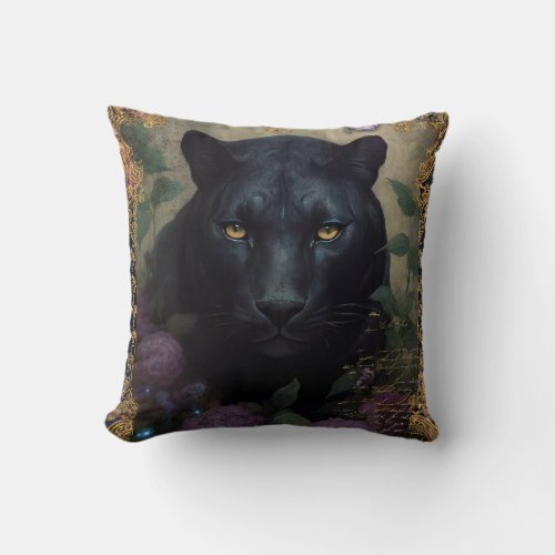 Romantic Dark Panthers Throw Pillow