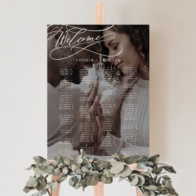 Romantic Dark Photo Alphabetical Seating Chart Foam Board (Creator Uploaded)