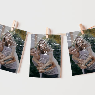 Romantic Dark Photo Hanging Seating Chart Card