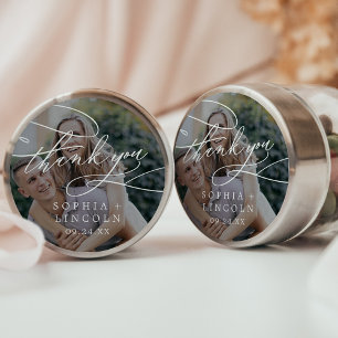 Romantic Dark Photo Overlay Thank You Favor Classic Round Sticker