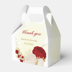 Romantic dark red & white flowers favor boxes
