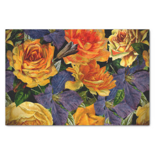 Romantic dark vintage rose flower pattern tissue paper