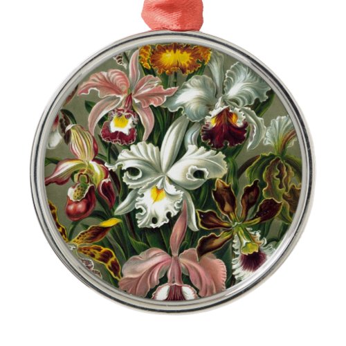 romantic date bridal floral Haeckel Orchids Metal Ornament