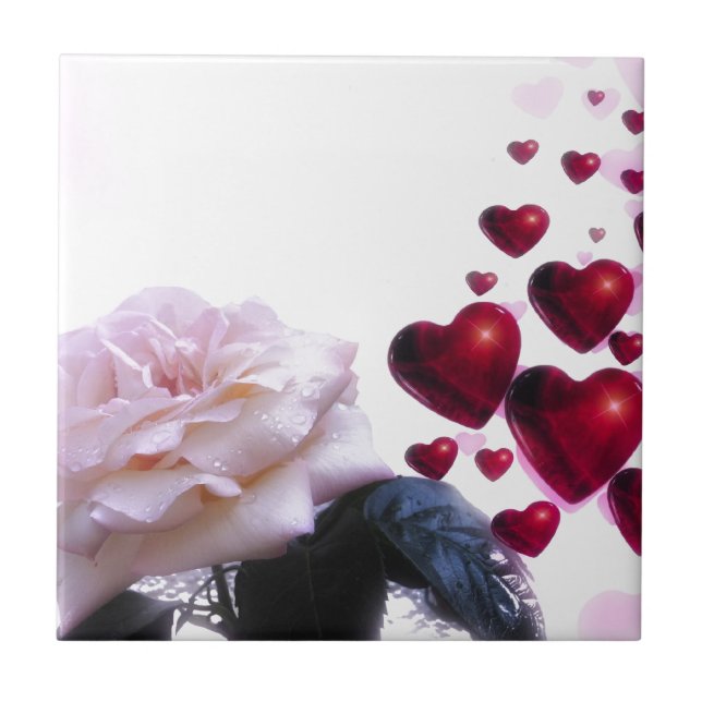 romantic date bridal shower vines heart hearts koi ceramic tile (Front)