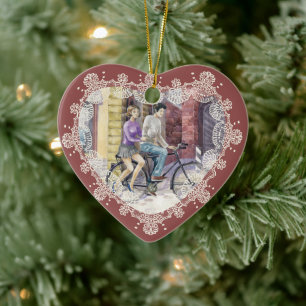 Romantic date ceramic ornament